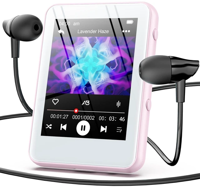 Main image of 32GB MP3 Player with Bluetooth 5.3, Sakura Pink 2.4" Full Touch Screen Music Player with Speaker, HiFi Lossless Sound, FM Radio, Ideal Gift for Girls, Kids, Women, Sports & School