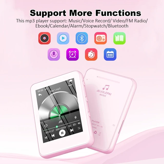 Alt view image 4 of 7 - 32GB MP3 Player with Bluetooth 5.3, Sakura Pink 2.4" Full Touch Screen Music Player with Speaker, HiFi Lossless Sound, FM Radio, Ideal Gift for Girls, Kids, Women, Sports & School