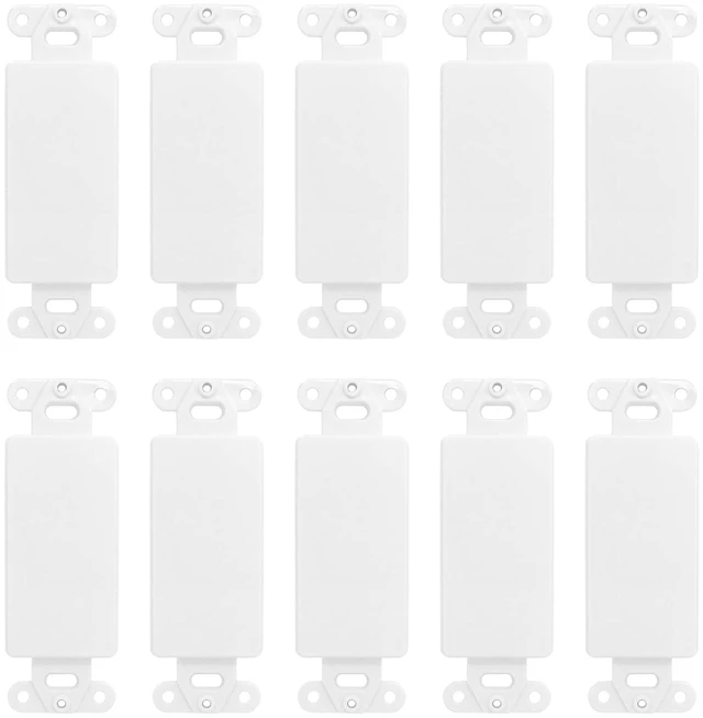 Main image of ChaosssCo Wall Plate Decorator Keystone Insert, 0 Blank Port, 10 Pack White