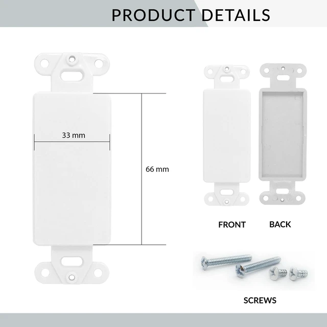 Alt view image 2 of 7 - ChaosssCo Wall Plate Decorator Keystone Insert, 0 Blank Port, 10 Pack White
