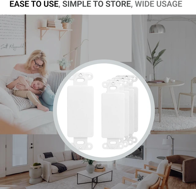 Alt view image 4 of 7 - ChaosssCo Wall Plate Decorator Keystone Insert, 0 Blank Port, 10 Pack White