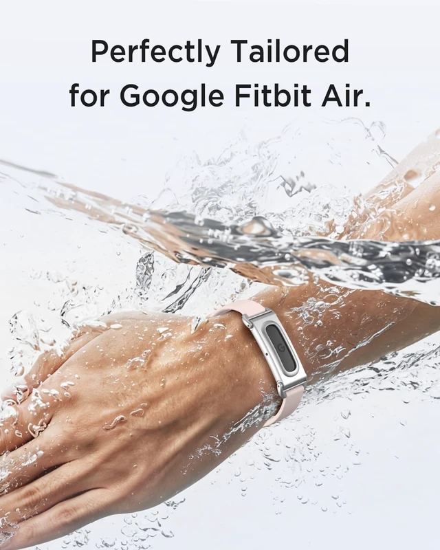 Alt view image 2 of 7 - Miimal Silicone Band for Google Fitbit Air, Soft Rugged Breathable Replacement Case Band, Water & Sweat Resistant Sport Adjustable Strap Metal Bumper Case for Fitbit Air for Women Men