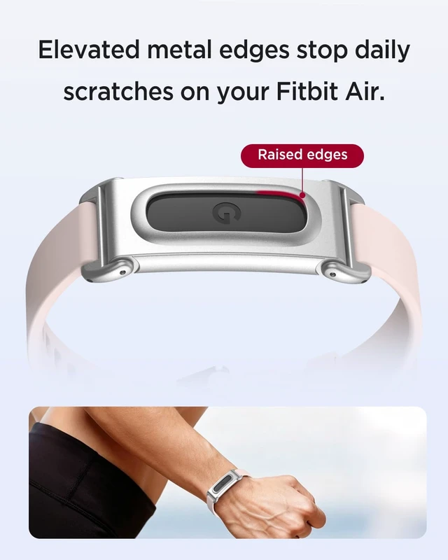 Alt view image 5 of 7 - Miimal Silicone Band for Google Fitbit Air, Soft Rugged Breathable Replacement Case Band, Water & Sweat Resistant Sport Adjustable Strap Metal Bumper Case for Fitbit Air for Women Men
