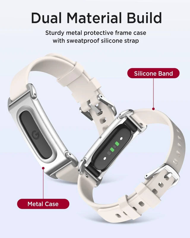 Alt view image 3 of 7 - Miimal Silicone Band for Google Fitbit Air, Soft Rugged Breathable Replacement Case Band, Water & Sweat Resistant Sport Adjustable Strap Metal Bumper Case for Fitbit Air for Women Men