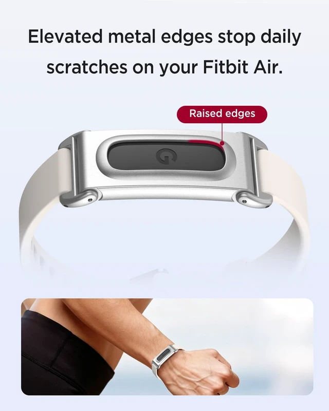 Alt view image 5 of 7 - Miimal Silicone Band for Google Fitbit Air, Soft Rugged Breathable Replacement Case Band, Water & Sweat Resistant Sport Adjustable Strap Metal Bumper Case for Fitbit Air for Women Men