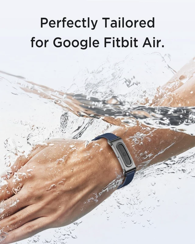 Alt view image 2 of 7 - Miimal Silicone Band for Google Fitbit Air, Soft Rugged Breathable Replacement Case Band, Water & Sweat Resistant Sport Adjustable Strap Metal Bumper Case for Fitbit Air for Women Men