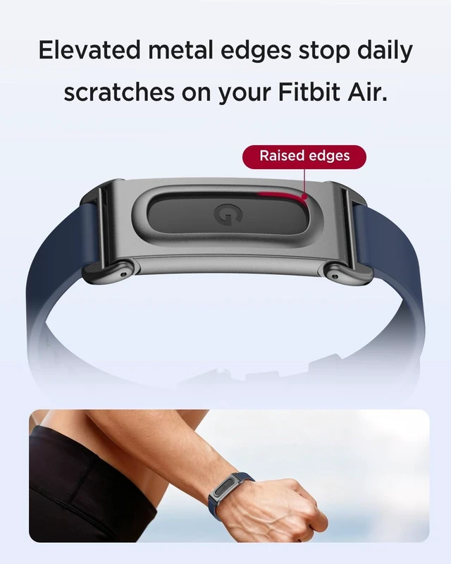 Alt view image 5 of 7 - Miimal Silicone Band for Google Fitbit Air, Soft Rugged Breathable Replacement Case Band, Water & Sweat Resistant Sport Adjustable Strap Metal Bumper Case for Fitbit Air for Women Men