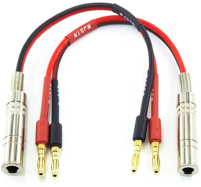 Main image of 1/4 TS to Banana Plug Speaker Cable 6.35 mm 1/4" Female to Banana Plug Speaker Mono Adapter 8 inches 2pack