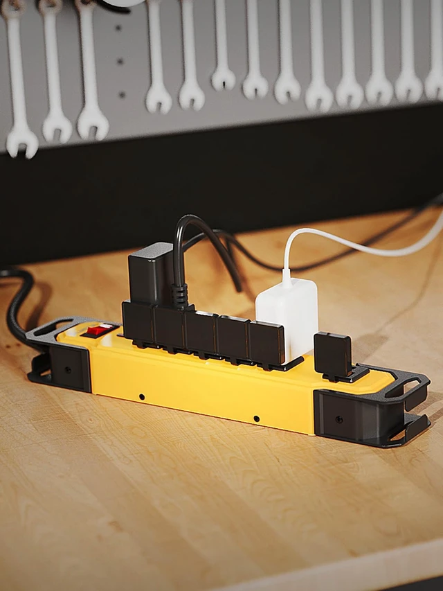 Alt view image 7 of 7 - 20AMP Heavy Duty Surge Protector, Metal Power Strip 6FT NEMA 5-20P to NEMA 5-15/20R, 12/3 AWG, 980Joules, Industrial Wall Mount, ETL Listed