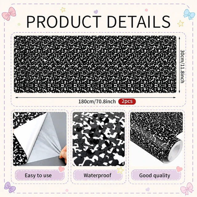 Alt view image 7 of 7 - Composition Notebook Teacher Desk Skirt Sticker with Garland DIY Teacher Desk Wrap, Peel&Stick Black White Table Skirt with Bow Banner, Waterproof Back to School Classroom Decor, 71"x24"