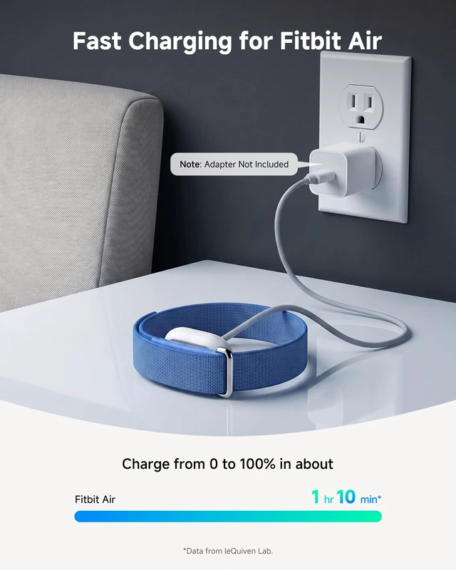 Alt view image 3 of 7 - Charger Cable for Fitbit Air, No Reset Button, USB-C Charger (2 Pack) No Reset Button, Fast Charging Replacement Charging Cable for Fitbit Air, 3.3 ft (1 m), Portable, Easy to Carry, No Adapter