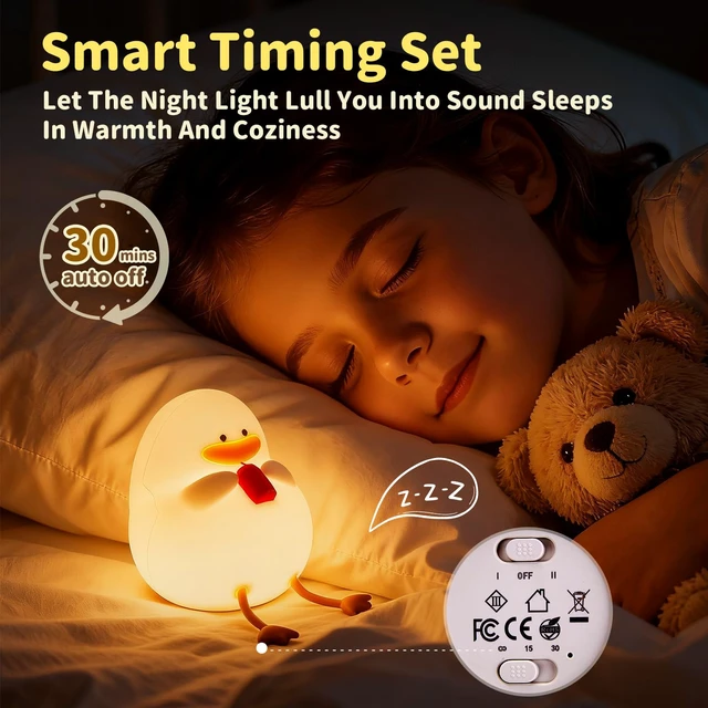 Alt view image 4 of 7 - Happy Duck Lamp for Kids Room, Pat Control Duck Light for Breastfeeding, Silicone Night Light Nursery Bedside Lamp,USB Rechargeable Touch Table Lamp for Bedrooms/Living Room/Decor/Gift