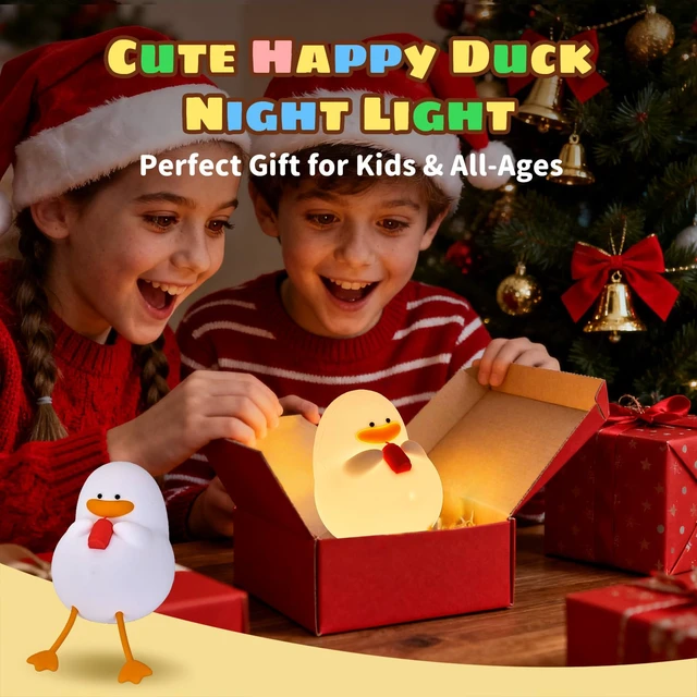 Alt view image 7 of 7 - Happy Duck Lamp for Kids Room, Pat Control Duck Light for Breastfeeding, Silicone Night Light Nursery Bedside Lamp,USB Rechargeable Touch Table Lamp for Bedrooms/Living Room/Decor/Gift