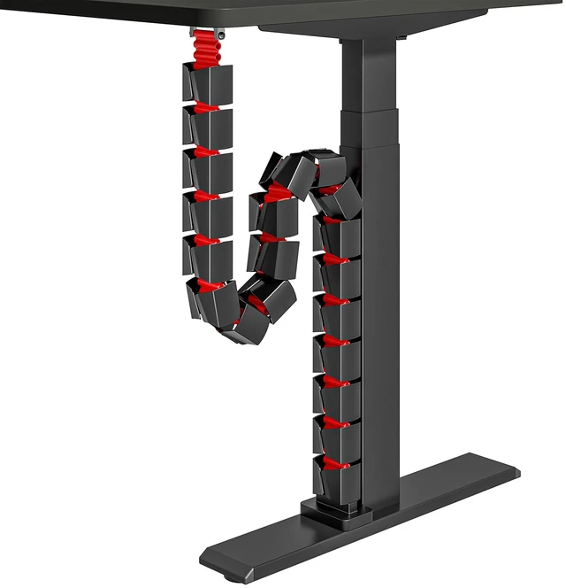 Main image of Under Desk Cable Management Spine, Screw On Vertebrae Cable Management for Standing Desk, Length Adjustable Cord Organizer with 20 Modular for Office and Gaming Desks, Red