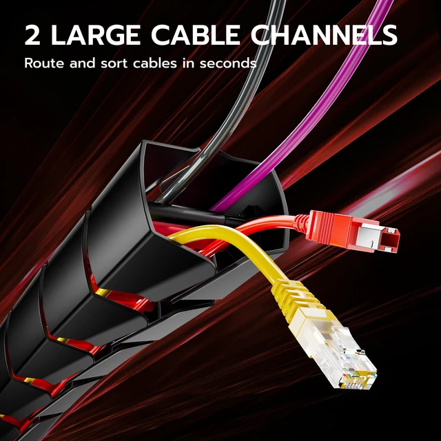 Alt view image 5 of 7 - Under Desk Cable Management Spine, Screw On Vertebrae Cable Management for Standing Desk, Length Adjustable Cord Organizer with 20 Modular for Office and Gaming Desks, Red