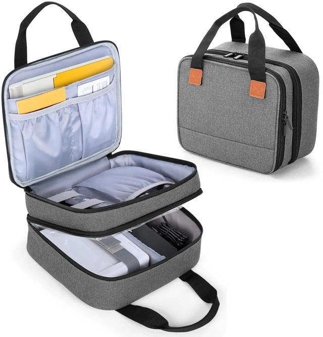 Main image of Photo Printer Case Compatible with KODAK Dock Plus Photo Printer Bag with Accessory Storage Pockets and Adjustable Fixing Strap, Double Layer for Home and Travel, Gray