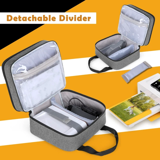 Alt view image 2 of 7 - Photo Printer Case Compatible with KODAK Dock Plus Photo Printer Bag with Accessory Storage Pockets and Adjustable Fixing Strap, Double Layer for Home and Travel, Gray