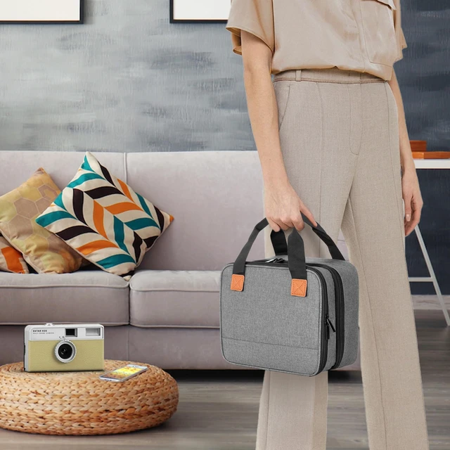 Alt view image 4 of 7 - Photo Printer Case Compatible with KODAK Dock Plus Photo Printer Bag with Accessory Storage Pockets and Adjustable Fixing Strap, Double Layer for Home and Travel, Gray