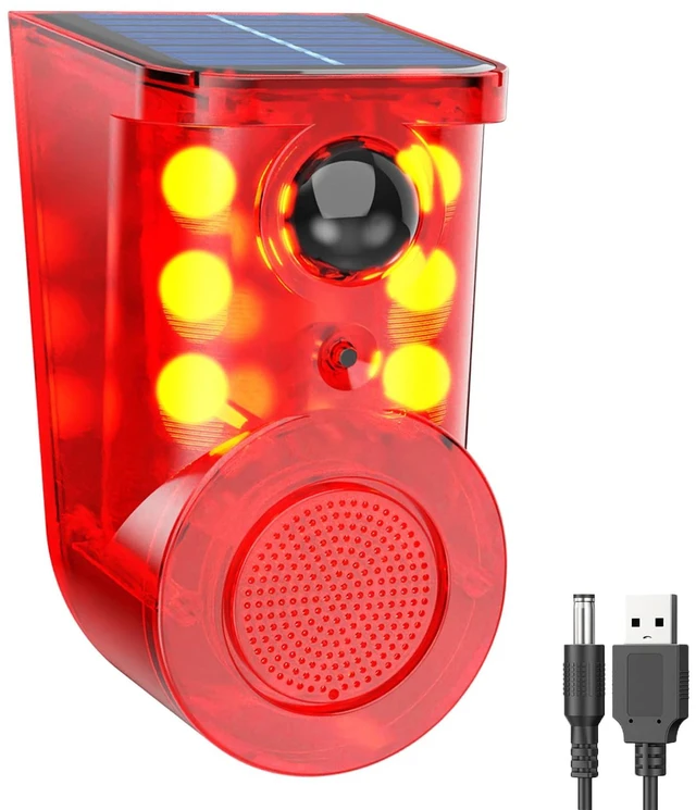 Main image of Solar Motion Sensor Alarm Device - Waterproof, Multi-Mode, Wide-Angle Sensing, 129dB Alarm & Strobe Lights for Indoor & Outdoor Security