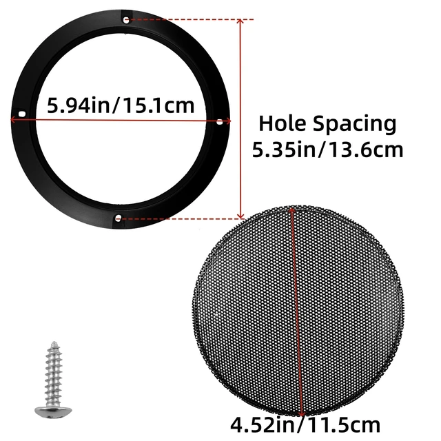 Alt view image 3 of 5 - Chinflly Speaker Covers with Metal Mesh, 4 Pcs 5 Inch Black Grills Cover Plastic Frame, Mesh Ceiling Speaker Grills Cover, with Mounting Screws, for Home Audio Car Speakers