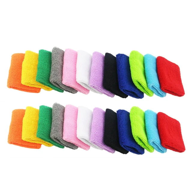 Alt view image 2 of 4 - 12 Pairs Cotton Sweat Sports Sweatband Basketball Wristband 12 Pairs Colorful Cotton Wristbands Absorb Sweat Effectively. Soft, Washable And Durable for Basketball, Fitness & All Sports