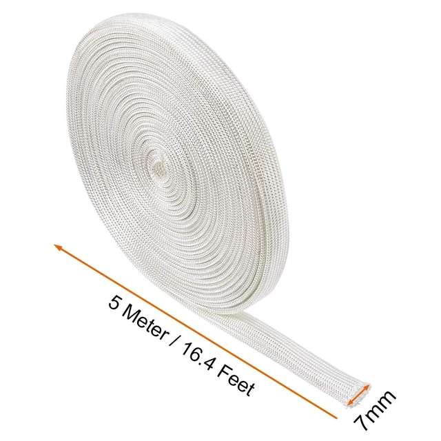 Alt view image 2 of 5 - Insulation Braid Sleeving, 16.4Ft-7mm High TEMP Fiberglass Sleeve White