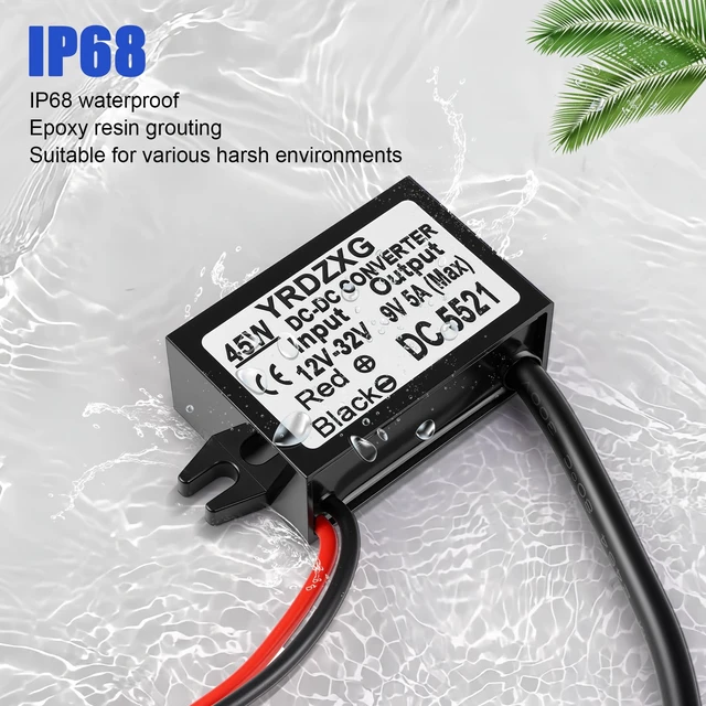 Alt view image 6 of 7 - DC 9V Universal Power Adapter 12V 24V to 9V 5A 45W DC Male Plug 5.5mm x 2.1mm widely Compatible with routers, humidifiers, scanners, Speakers