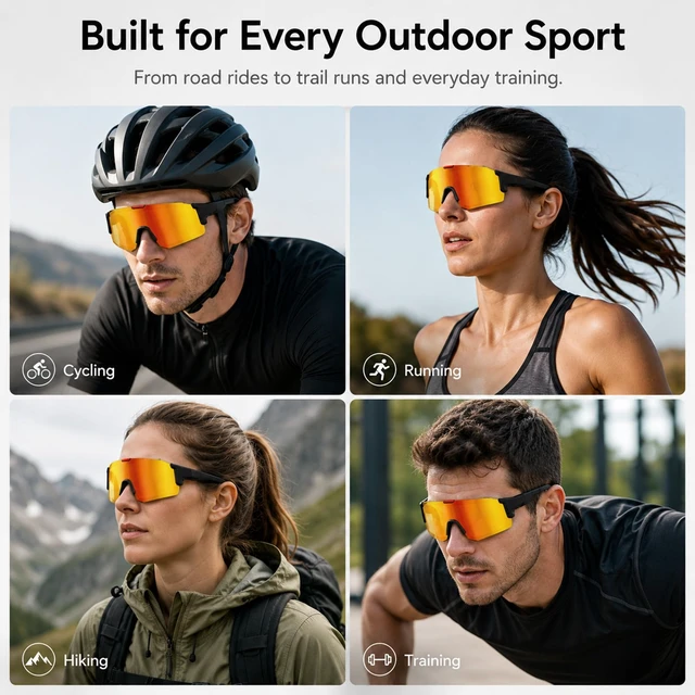 Alt view image 5 of 7 - Bluetooth Audio Smart Sports Sunglasses for Cycling Running Driving Fishing, Open-Ear Music, Hands-Free Calls, Touch Control, Voice Wake-Up and Remote Camera Control