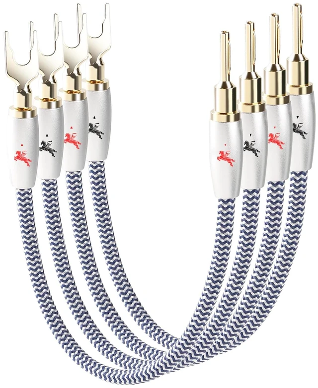 Main image of HI-FI Series Bi-Wire Jumper Cables, Banana Plug to Y-Adapter, Speaker Bridge Cables, 1.33mm², for Home Theater, Speakers/Amplifiers, 4-Pack (20cm)