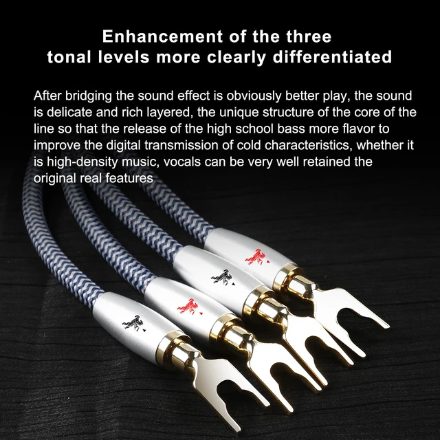 Alt view image 7 of 7 - HI-FI Series Bi-Wire Jumper Cables, Banana Plug to Y-Adapter, Speaker Bridge Cables, 1.33mm², for Home Theater, Speakers/Amplifiers, 4-Pack (20cm)