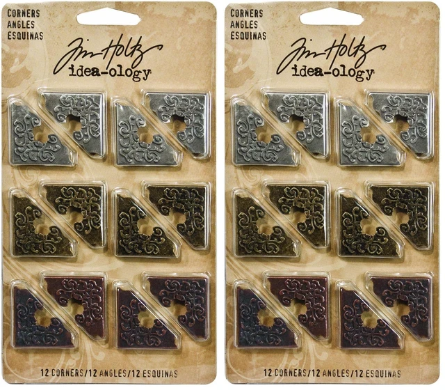 Main image of Metal Corners, 12 per Pack, 1 Inch, Antique Finishes, TH92789 (Pack of 2)