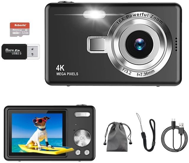 Main image of Digital Camera, Autofocus UHD 4K 50MP Vlogging Camera for Photography with 32GB SD Card, 16X Zoom, Anti-Shake, Portable YouTube Compact Point and Shoot Digital Cameras for Kids Teens Adult Beginner