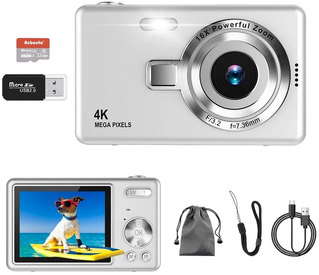 Main image of Digital Camera, Autofocus UHD 4K 50MP Vlogging Camera for Photography with 32GB SD Card, 16X Zoom, Anti-Shake, Portable YouTube Compact Point and Shoot Digital Cameras for Kids Teens Adult Beginner