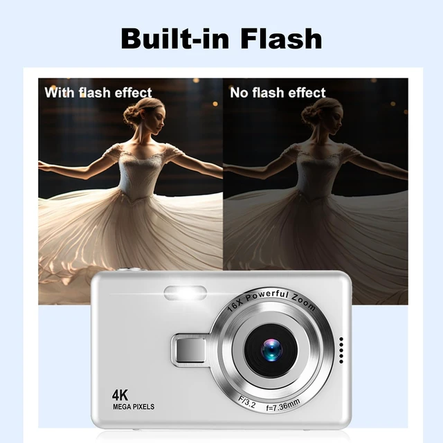 Alt view image 4 of 7 - Digital Camera, Autofocus UHD 4K 50MP Vlogging Camera for Photography with 32GB SD Card, 16X Zoom, Anti-Shake, Portable YouTube Compact Point and Shoot Digital Cameras for Kids Teens Adult Beginner