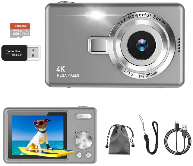 Main image of Digital Camera, Autofocus UHD 4K 50MP Vlogging Camera for Photography with 32GB SD Card, 16X Zoom, Anti-Shake, Portable YouTube Compact Point and Shoot Digital Cameras for Kids Teens Adult Beginner