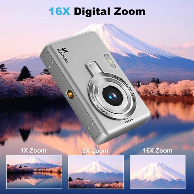Alt view image 3 of 5 - Digital Camera, Autofocus UHD 4K 50MP Vlogging Camera for Photography with 32GB SD Card, 16X Zoom, Anti-Shake, Portable YouTube Compact Point and Shoot Digital Cameras for Kids Teens Adult Beginner