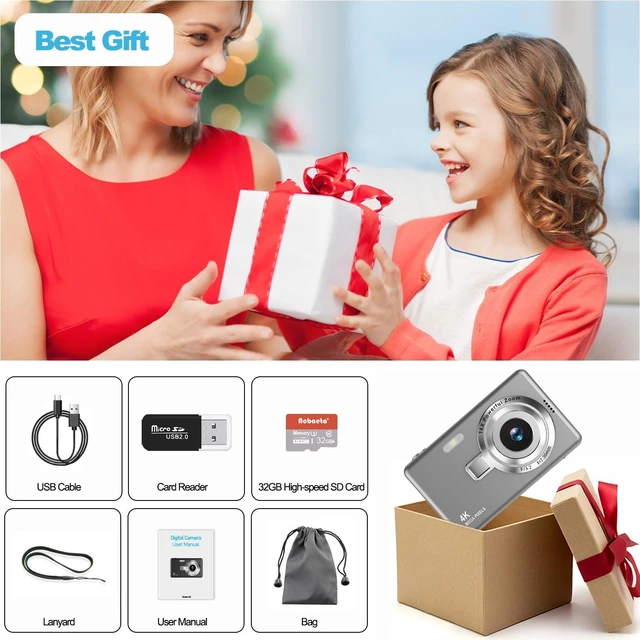 Alt view image 5 of 5 - Digital Camera, Autofocus UHD 4K 50MP Vlogging Camera for Photography with 32GB SD Card, 16X Zoom, Anti-Shake, Portable YouTube Compact Point and Shoot Digital Cameras for Kids Teens Adult Beginner