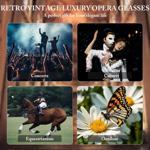 Alt view image 5 of 6 - 3X25 Opera Glasses with Neck Chain & Extendable Handle Pocket Theater Binoculars for Live Performances, Crisp 25mm Lenses for Concerts, Ballet & Musicals, Compact for Adults, Women & Kids Black