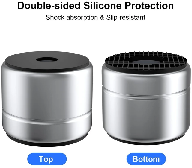 Alt view image 4 of 5 - Speaker Isolation Feet 1 Inch Aluminum Turntable Isolation Feet, Anti-Vibration Speaker Isolation Pads for Subwoofer, Audio Equipment, PC Case Feet with Non-Slip Rubber Rings - Silver, 30*25mm, 4 Pack