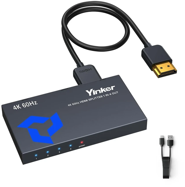 Main image of 4K@60Hz HDMI Splitter 1 in 4 Out for Multiple Monitors, Mirror/Duplicate Screens Only, HDMI2.0, 4:4:4, 30-bit, HDCP2.2, 18Gbps