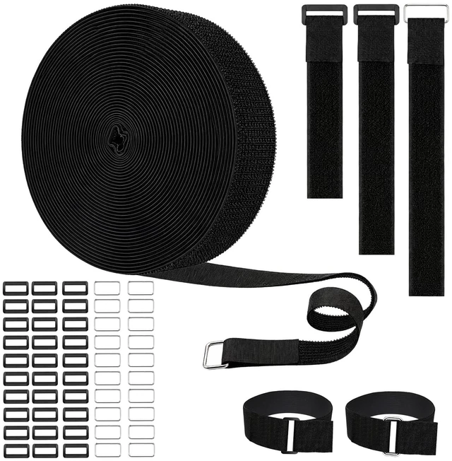 Main image of 2"x36Ft Reusable Heavy Duty Hook and Loop Straps With 50 Buckles Adjustable Fastening Cable Straps,Cut-to-Length Cinch Strap,Black Nylon Cord Ties,Long Cable Ties for Organizer or Storage