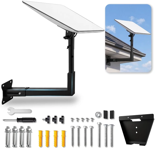 Main image of Starlink Mount, Adjustable Starlink Wall Mount Gen 3 with Telescoping Support Arm, 0-180° Adjustable Pipe Adapter, Rustproof, Weatherproof for Concrete Walls and Wood Walls