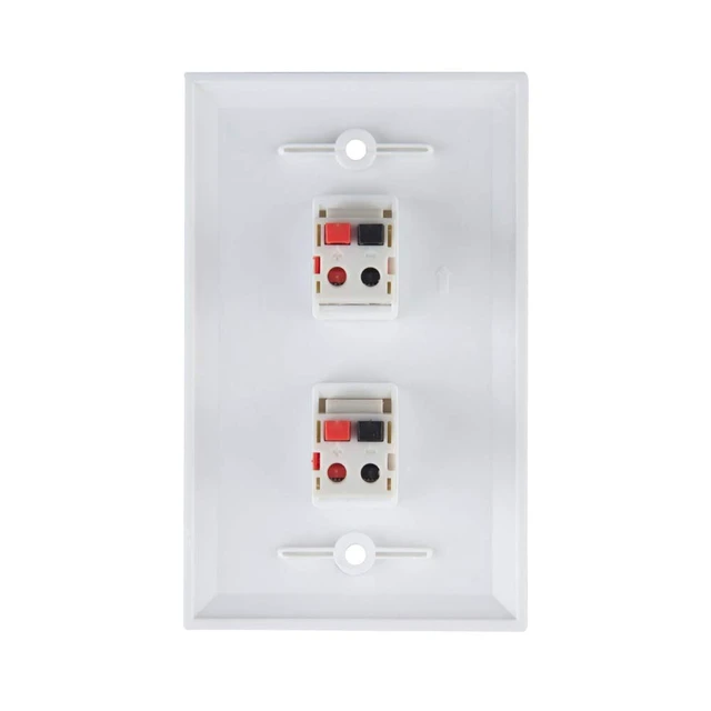 Alt view image 2 of 5 - 2-Port Speaker Jack Module Keystone Single Gang Wall Plate for Home Theater - White (Pack of 2)