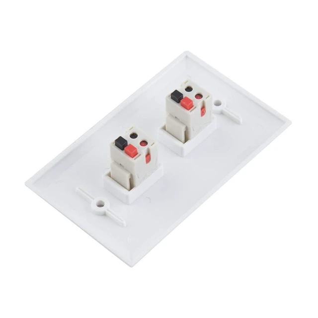 Alt view image 5 of 5 - 2-Port Speaker Jack Module Keystone Single Gang Wall Plate for Home Theater - White (Pack of 2)