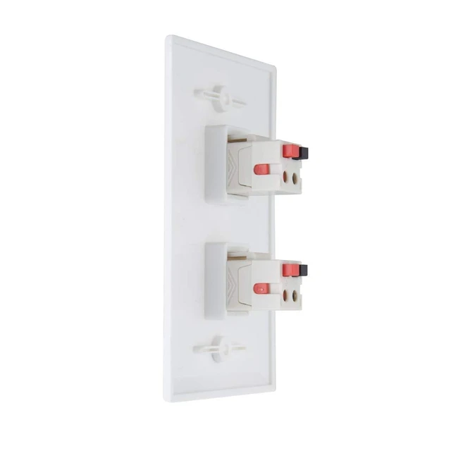 Alt view image 4 of 5 - 2-Port Speaker Jack Module Keystone Single Gang Wall Plate for Home Theater - White (Pack of 2)