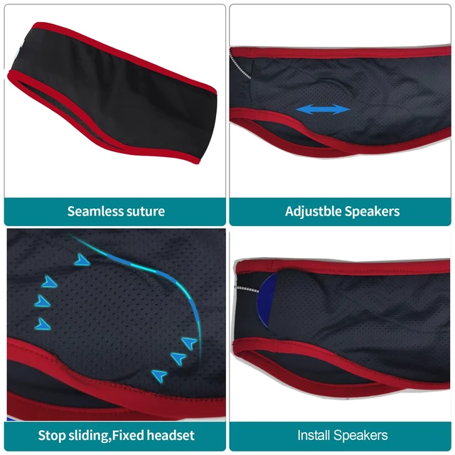 Alt view image 4 of 6 - Sleep Headphones Stereo with Headband Ultra Thin Speakers.Perfect for Side Sleeper,Sports,Air Travel,Meditation (WineRed)