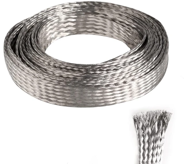Main image of 9.84ft 18mm Braided Ground Strap Tinned Copper Flat Sleeving Expandable Metal Sheath Screening Signal Wire Cable Shielded