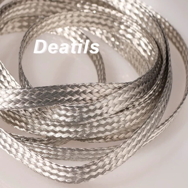 Alt view image 4 of 7 - 9.84ft 18mm Braided Ground Strap Tinned Copper Flat Sleeving Expandable Metal Sheath Screening Signal Wire Cable Shielded