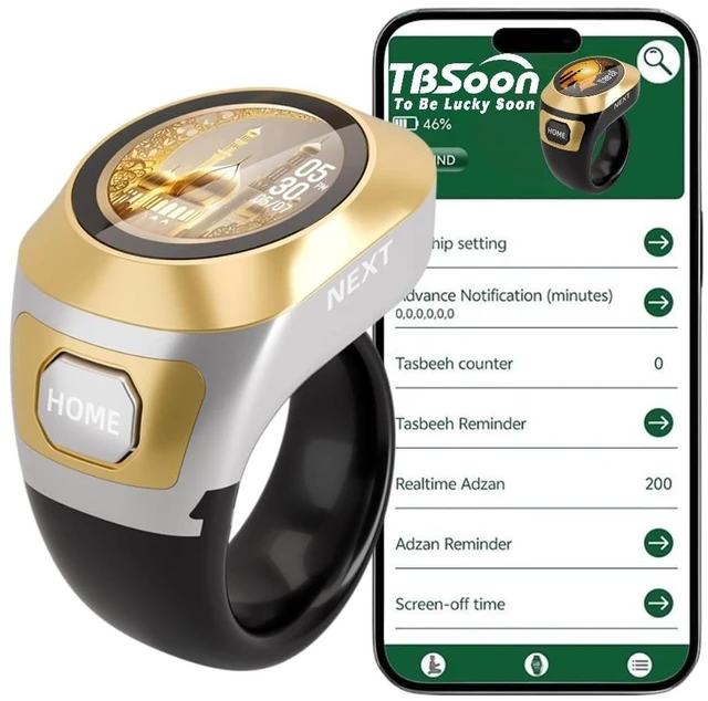 Main image of Color Screen Tasbih Smart Ring,Tasbeeh Counters,Prayer Smart Ring,Replaceable Pictures,Electronic Rosary,Forgiveness ring,Large Battery,Large Screen Display,Eid al-Fitr Eid al-Adha Ramadan Gift