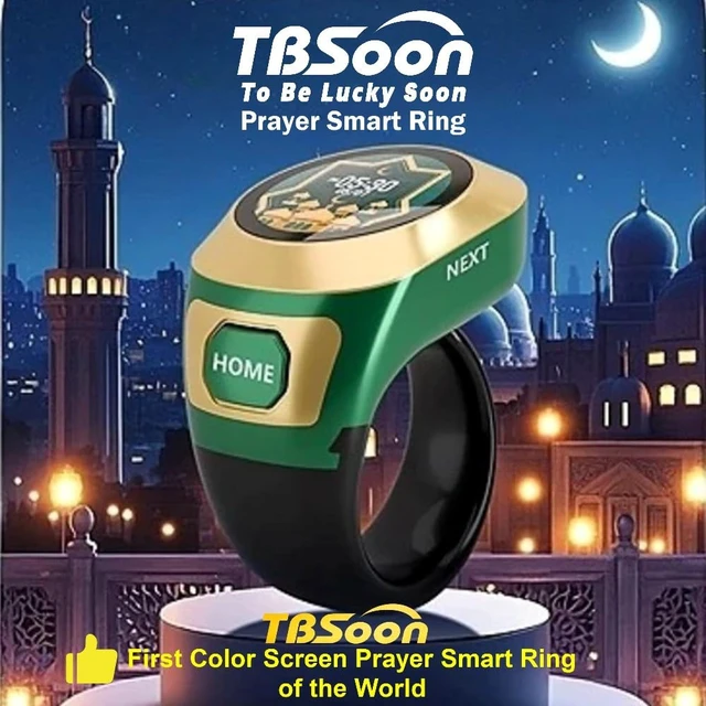 Alt view image 4 of 7 - Color Screen Tasbih Smart Ring,Tasbeeh Counters,Prayer Smart Ring,Replaceable Pictures,Electronic Rosary,Forgiveness ring,Large Battery,Large Screen Display,Eid al-Fitr Eid al-Adha Ramadan Gift